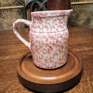 Vintage Signed Roseville Pottery Henna Workshop Pink Spongeware Pitcher